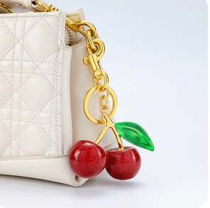 Cherry Glitter Resin Keychain