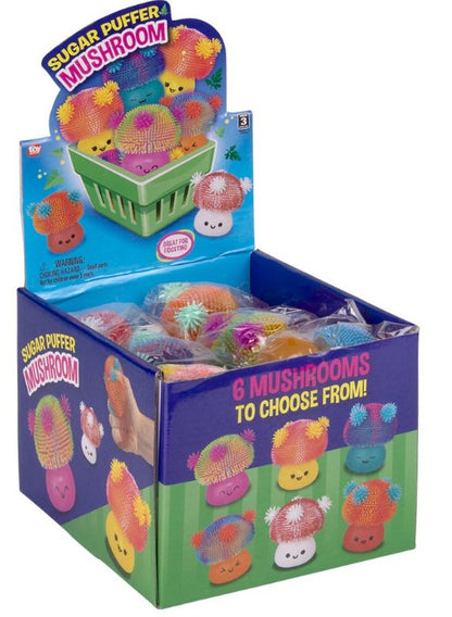 Squeezy Sugar/Puffer: 3" Mushrooms - Assorted Colors